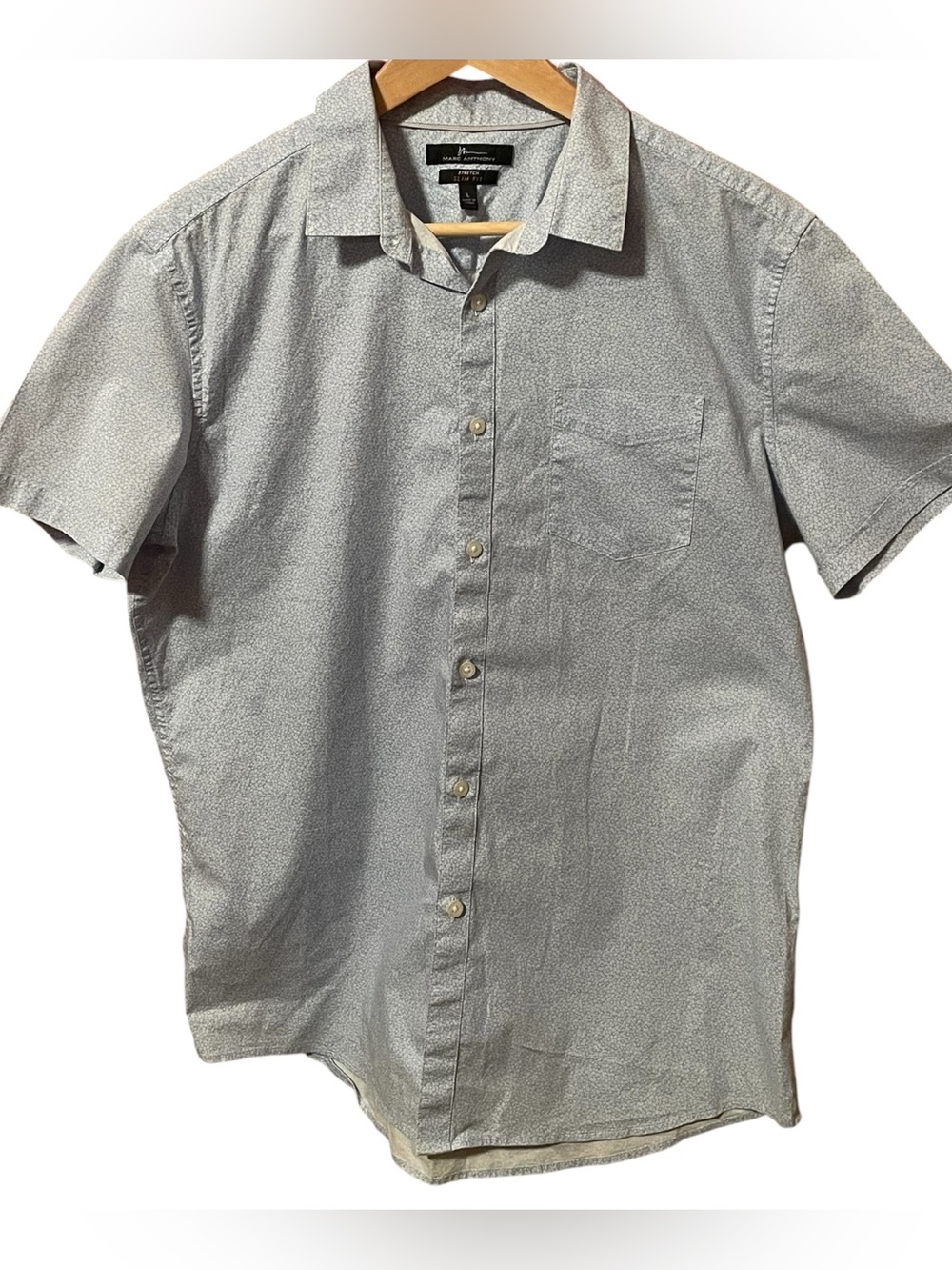 Marc Anthony Men’s Large Stretch Slim Fit Gray Short Sleeve Button Up Shirt